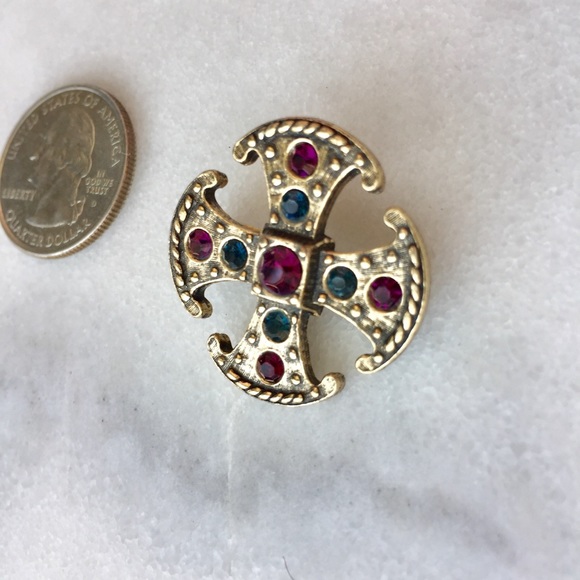💟Multicolor Gem Silver Rustic Pin Brooch💟 - Picture 3 of 5